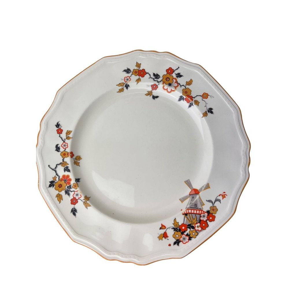 Alfred Meakin Marigold Delicia 10" Dinner Plate Astoria Shape‎ Art Deco Windmill